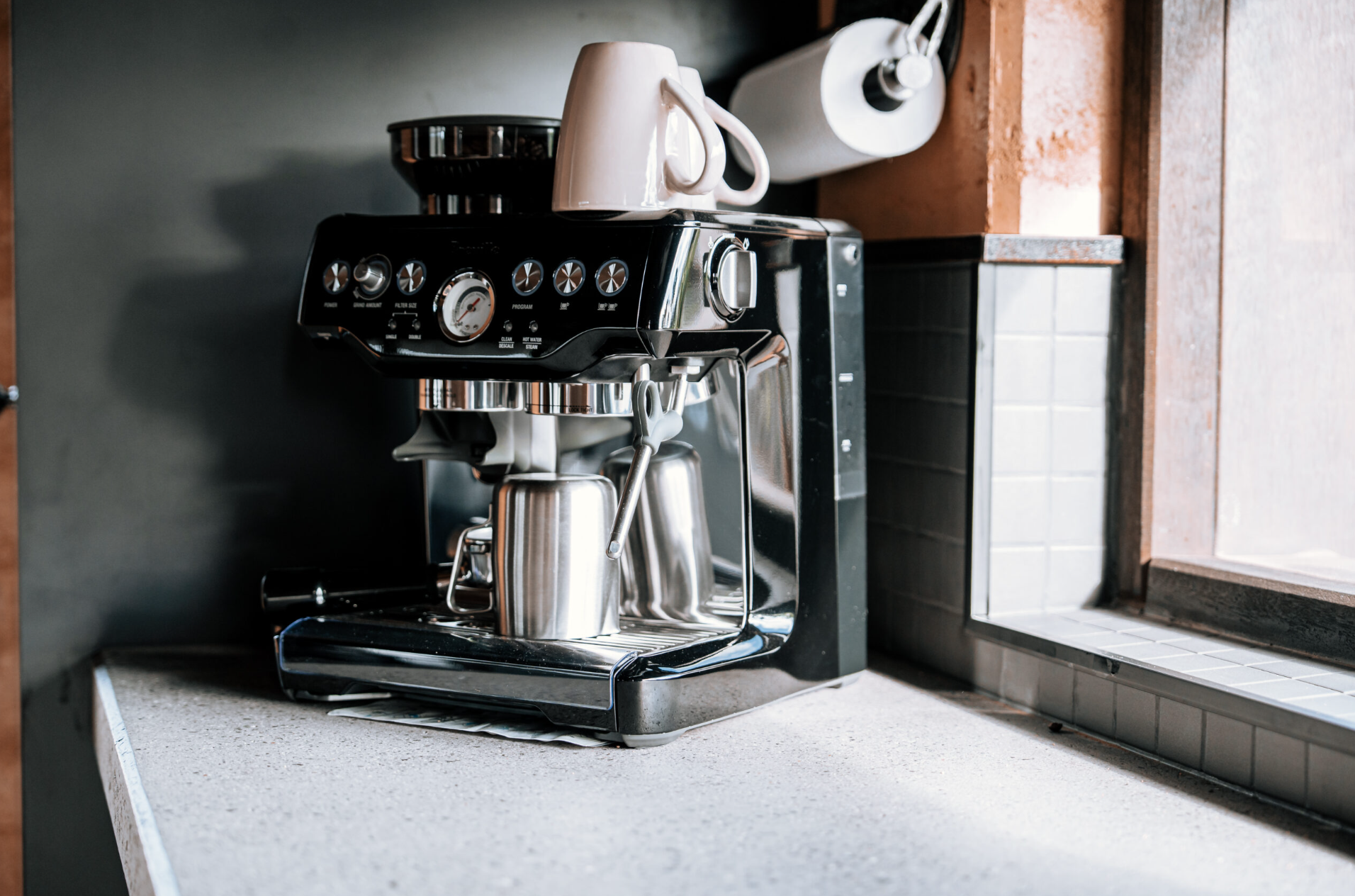 Espresso machine in the villa kitchen